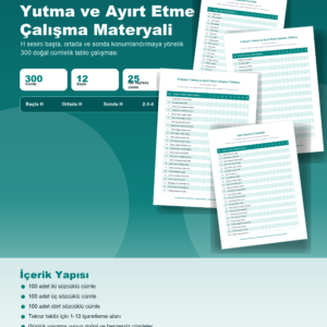 H Ses İkamesi ve Ayırt Etme Çalışma Tablosu