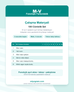 M-V Fonolojik Farkındalık Çalışma Materyali