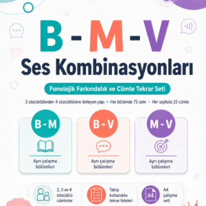 B - M - V Ses Kombinasyonları Fonolojik Farkındalık ve Cümle Tekrar Seti