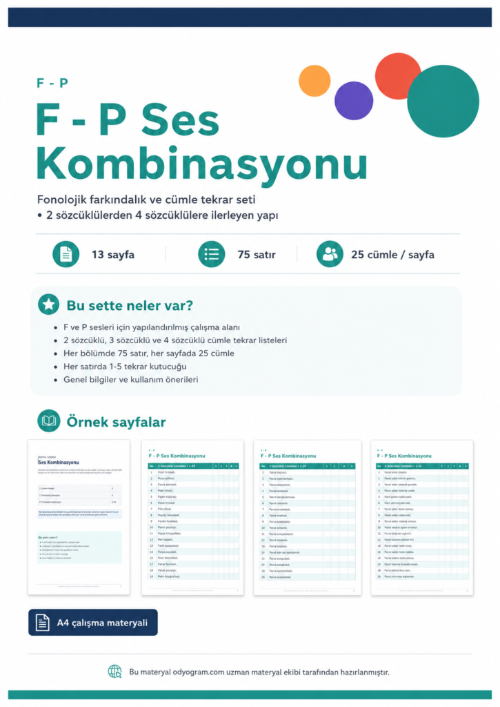 F - P Fonolojik Farkındalık ve Artikülasyon Seti