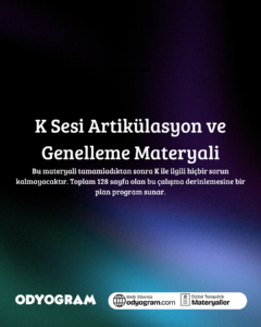 K Sesi Artikülasyon ve Genelleme Toplam 128 Sayfa