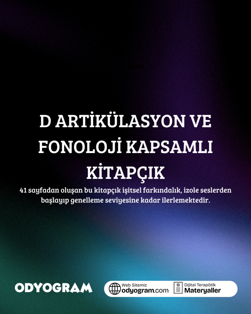 D Sesi Artikülasyon Çalışması | /d/ Sesi Terapi Materyali
