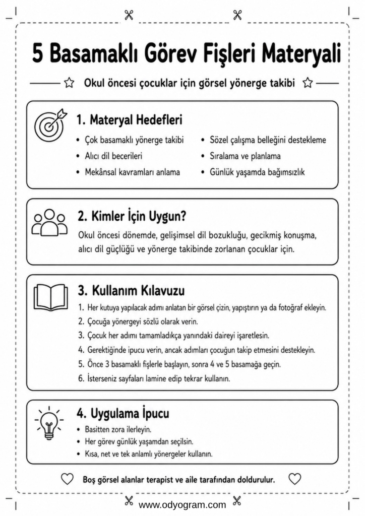 Aklında Tut Görev Fişleri Materyali