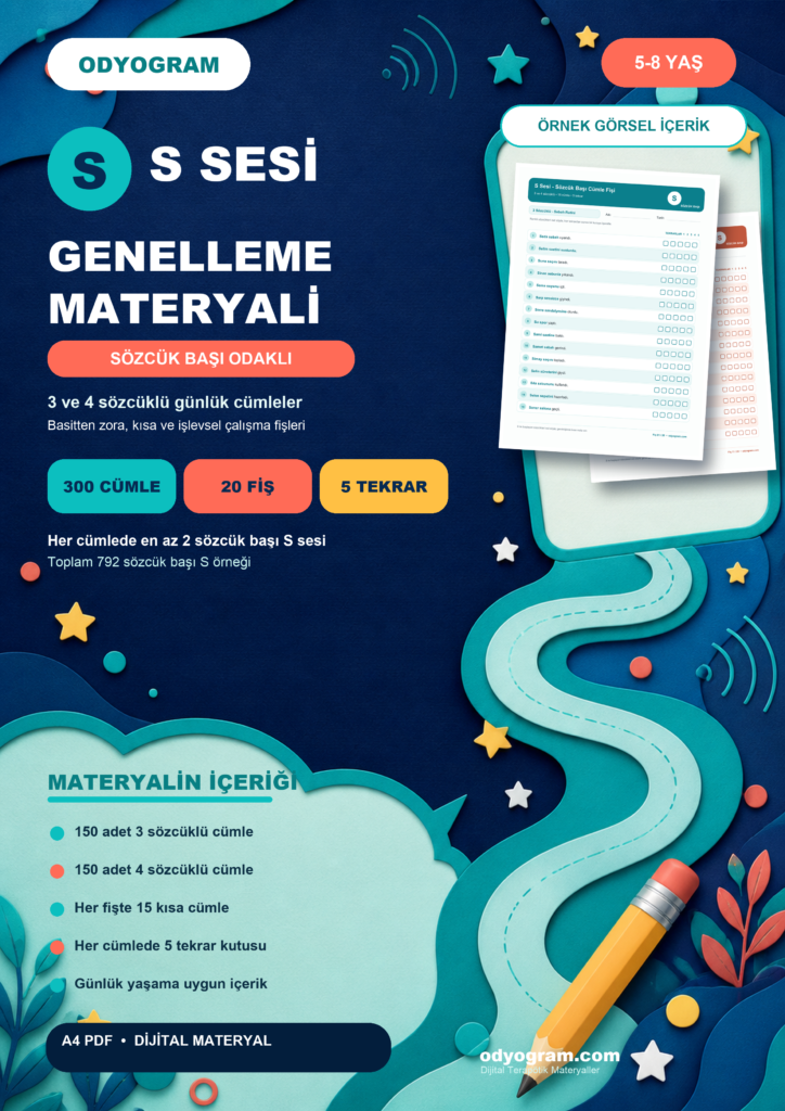 Sözcük Başı: S Sesi Genelleme Materyali